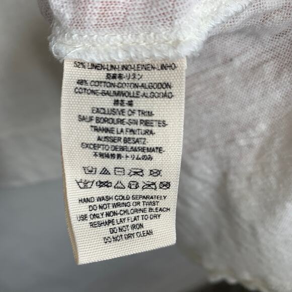 Free People Slouchy Cropped Oversized Linen Blend Cream Tee Shirt Sz Small - Picture 8 of 8